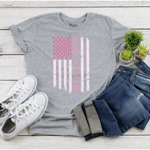 Load image into Gallery viewer, No One Fights Alone Flag Breast Cancer Awareness Graphic Tee