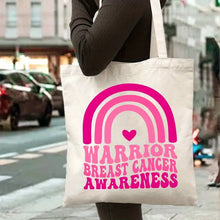 Load image into Gallery viewer, Warrior Breast Cancer Awareness Canvas Tote