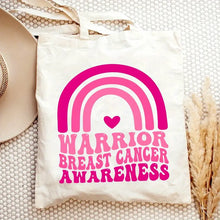 Load image into Gallery viewer, Warrior Breast Cancer Awareness Canvas Tote