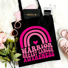 Load image into Gallery viewer, Warrior Breast Cancer Awareness Canvas Tote