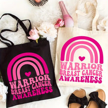 Load image into Gallery viewer, Warrior Breast Cancer Awareness Canvas Tote