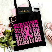 Load image into Gallery viewer, Breast Cancer Survivor Canvas Tote Bag