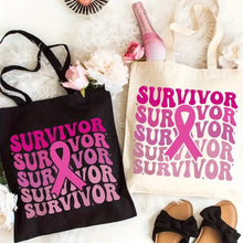 Load image into Gallery viewer, Breast Cancer Survivor Canvas Tote Bag