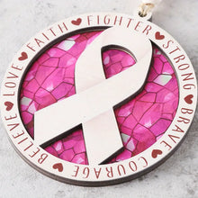 Load image into Gallery viewer, Breast Cancer Pink Ribbon Mosaic Hanging Ornament