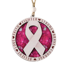 Load image into Gallery viewer, Breast Cancer Pink Ribbon Mosaic Hanging Ornament