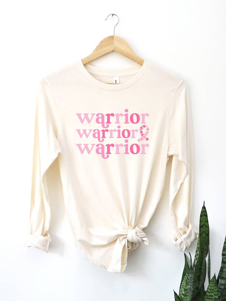 Breast Cancer Warrior Long Sleeve Graphic Tee