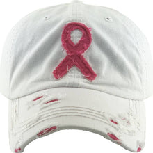 Load image into Gallery viewer, Breast Cancer Pink Ribbon Distressed Hat