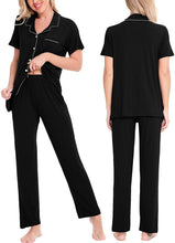 Load image into Gallery viewer, Post Mastectomy Recovery Pajama Set Short Sleeve with Pants Drain Pockets