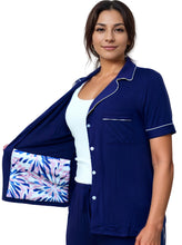 Load image into Gallery viewer, Post Mastectomy Recovery Pajama Set Short Sleeve with Pants Drain Pockets