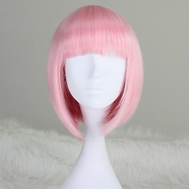 Short Pink Wig Breast Cancer Synthetic Bob