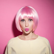 Load image into Gallery viewer, Short Pink Wig Breast Cancer Synthetic Bob