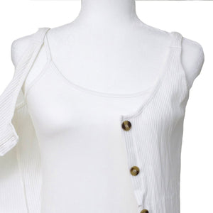 Mastectomy Recovery Button Front Tank with Surgical Drain Pockets