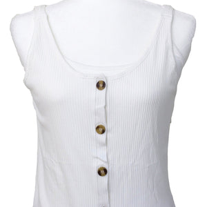 Mastectomy Recovery Button Front Tank with Surgical Drain Pockets