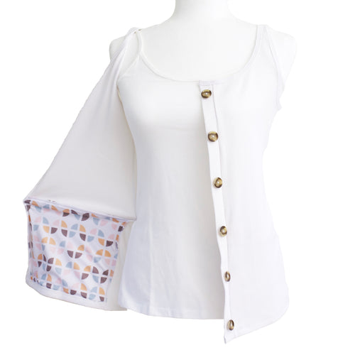 Mastectomy Recovery Button Down Tank with Surgical Drain Pockets